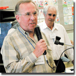 Dick Haskayne speaking at the event to announce the HGCB Community Fund